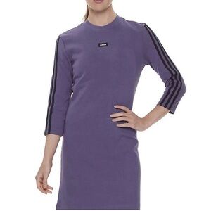 Adidas Moment Tech Purple Dress black stripes. Sporty athletic streetwear Y2K